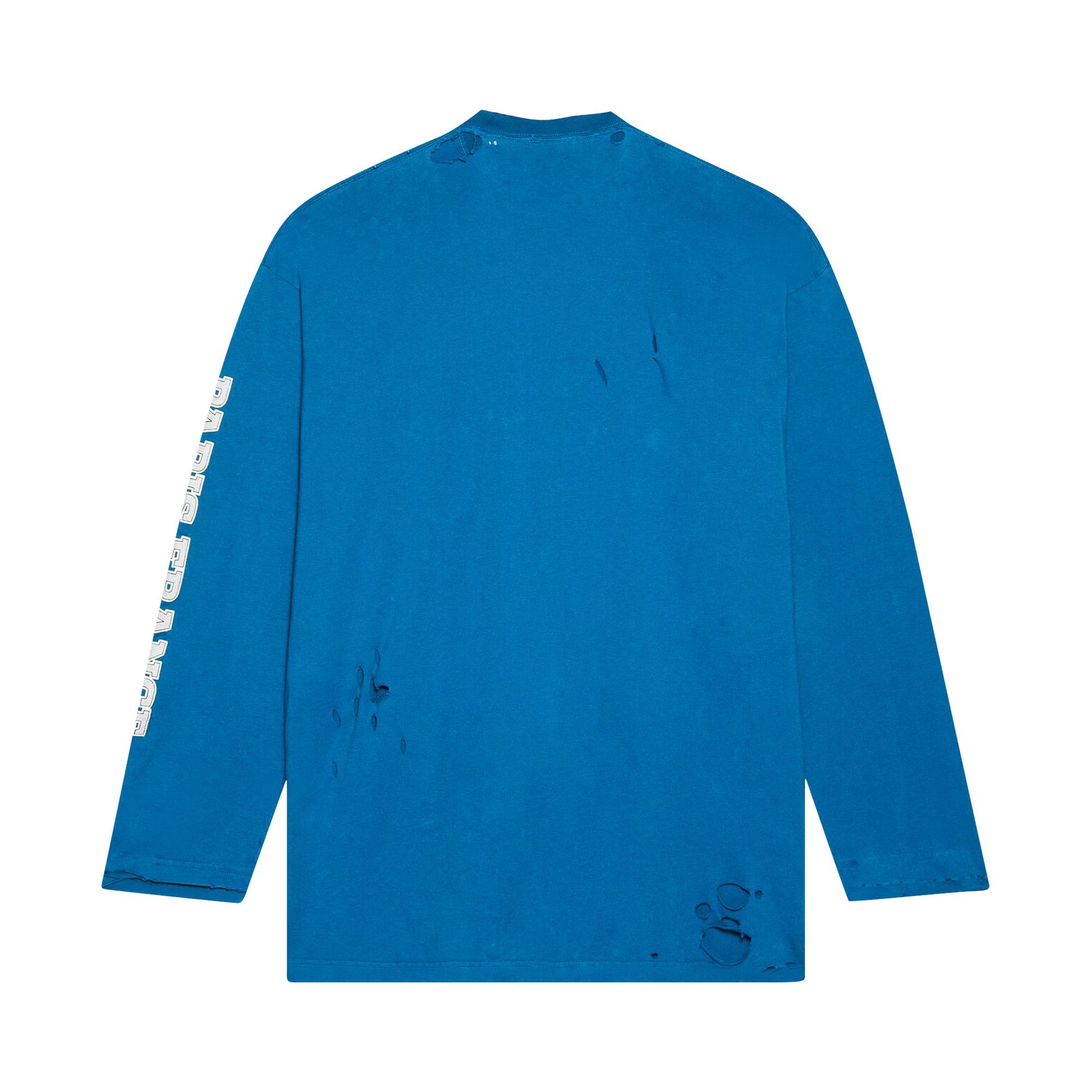 Buy Balenciaga Long-Sleeve Oversized Tee 'Petrol Blue/Grey/White