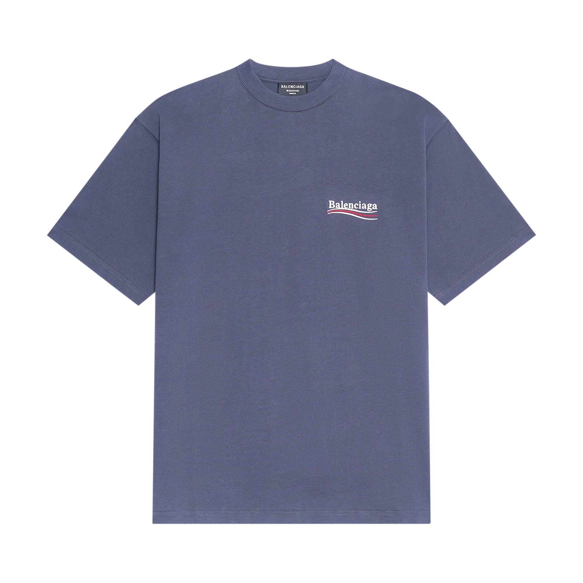 【Balenciaga】LARGE FIT T-SHIRT◆641675TKVJ1 Men's Political Campaign T-shirt Large Fit in Black