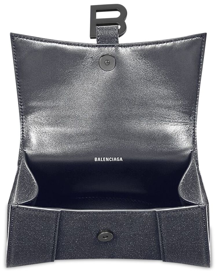 Balenciaga XS Hourglass Glitter Bag Black