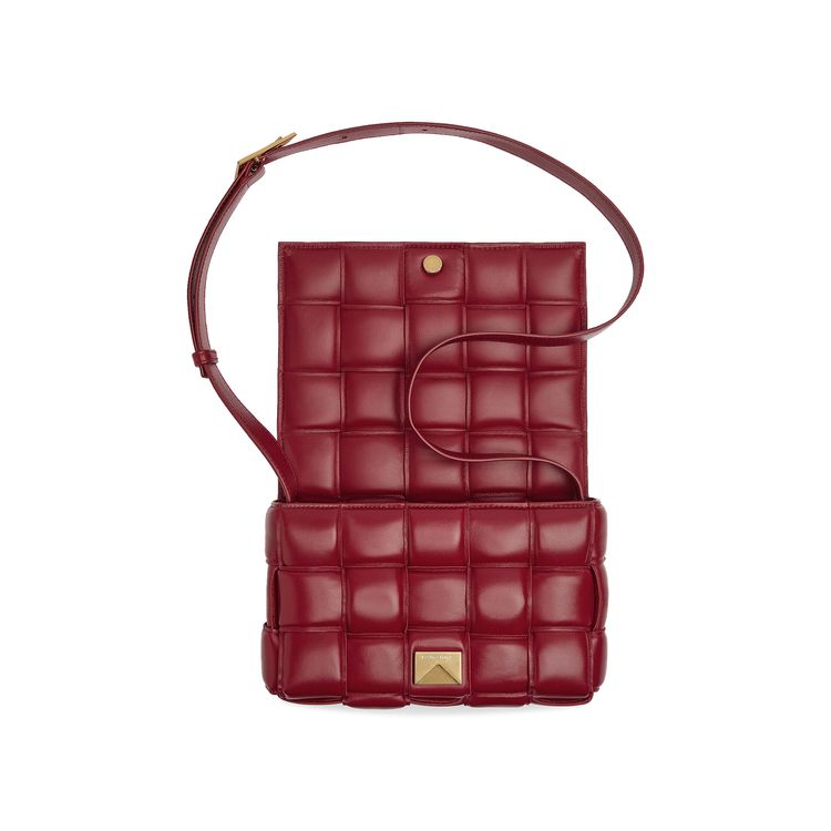 Bottega Veneta Padded Cassette Shoulder Bag Dark RedGold