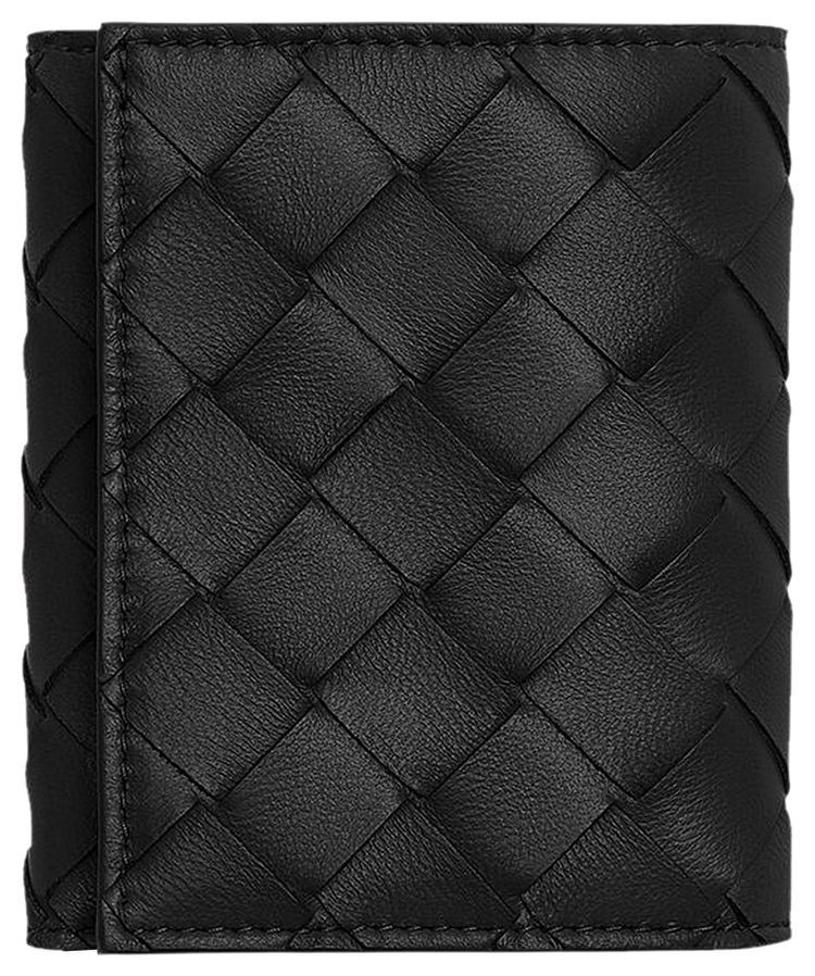 Bottega Veneta Tri Fold Flap Wallet BlackGold