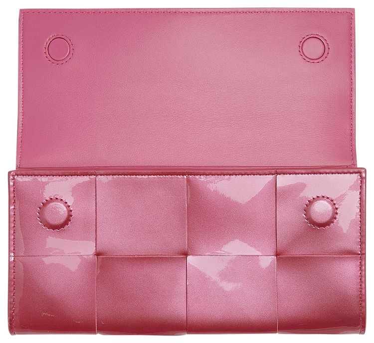 Bottega Veneta Patent Flap Wallet AzaleaSilver