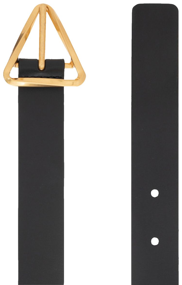 Bottega Veneta Twisted Triangle Leather Belt BlackGold
