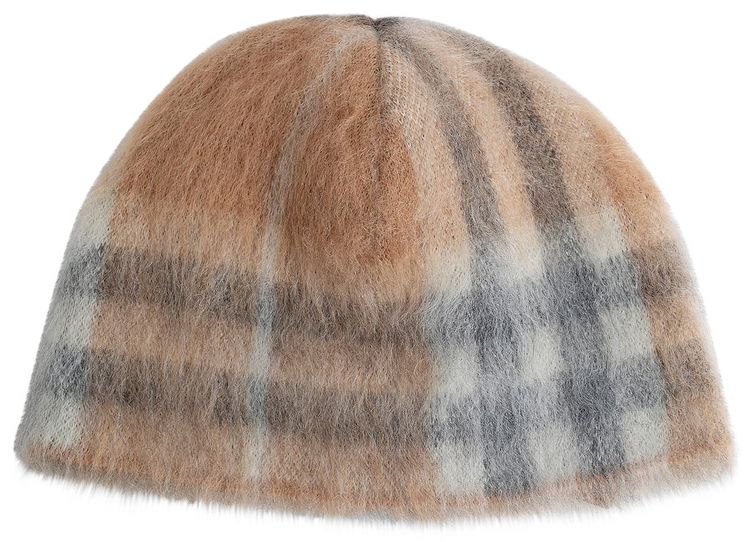 Burberry Giant Check Knit Beanie Dusty Caramel