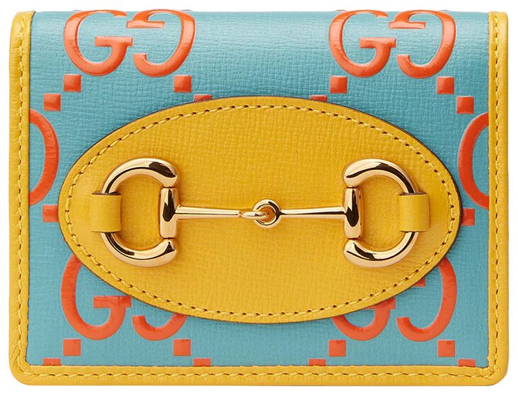 Gucci Horsebit 1955 Card Case Wallet OrangeBlue