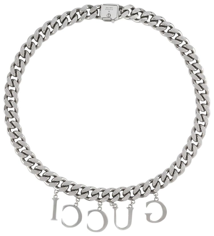 Gucci Necklace With Gucci Script Palladium Metal