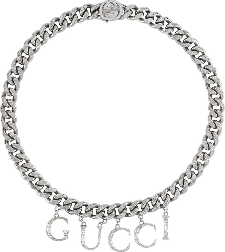 Buy Gucci Necklace With Gucci Script 'Palladium Metal' - 675769 I4601 ...