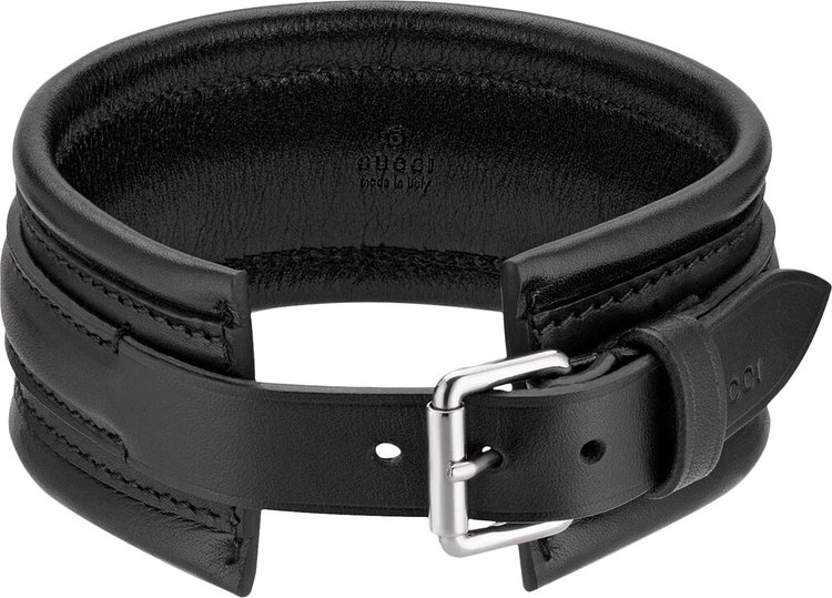 Gucci Leather Choker Necklace With Buckle Black