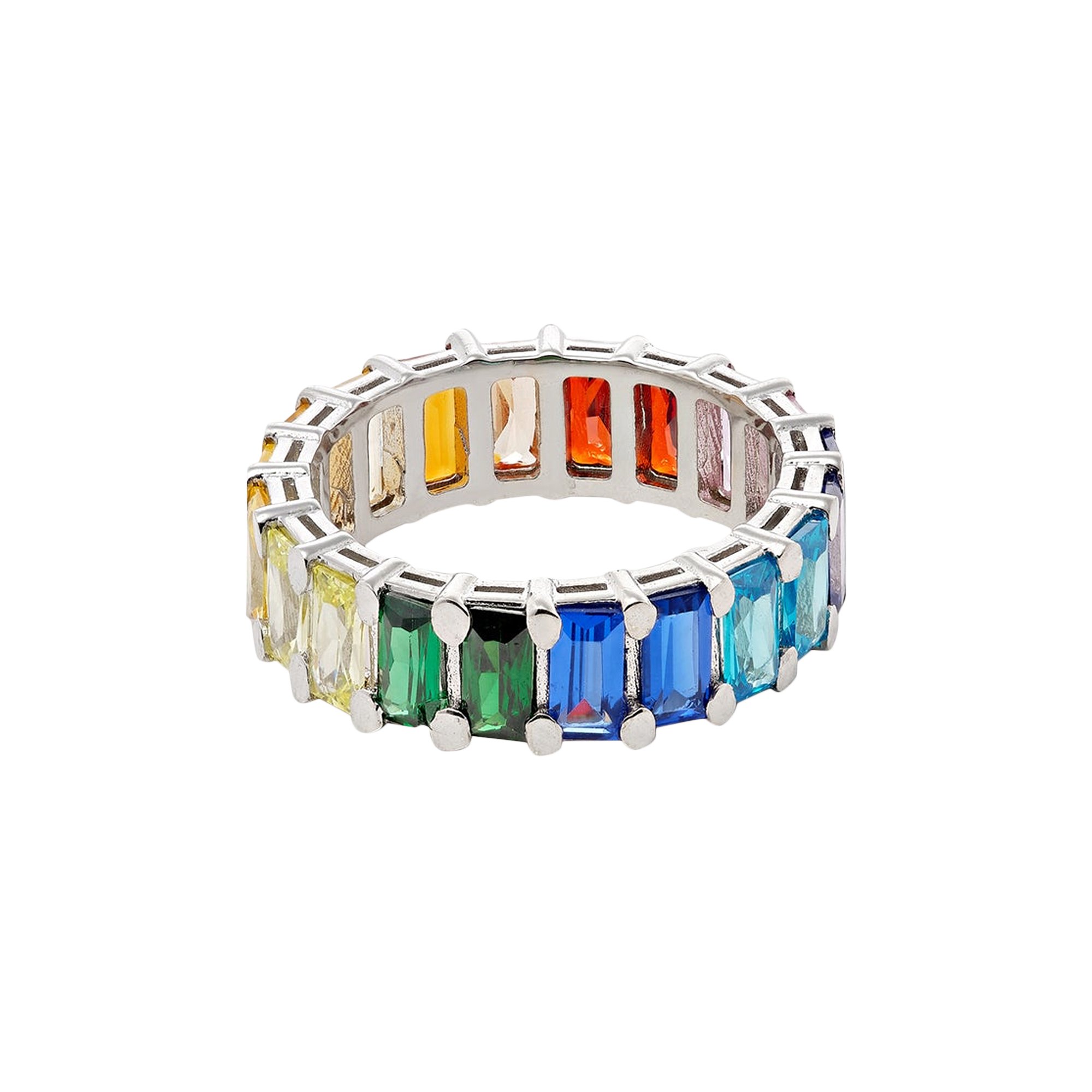 Hatton Labs Rainbow Baguette Eternity Ring 'Solid Sterling Silver