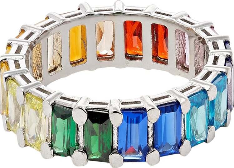 Hatton Labs Rainbow Baguette Eternity Ring 'Solid Sterling Silver'