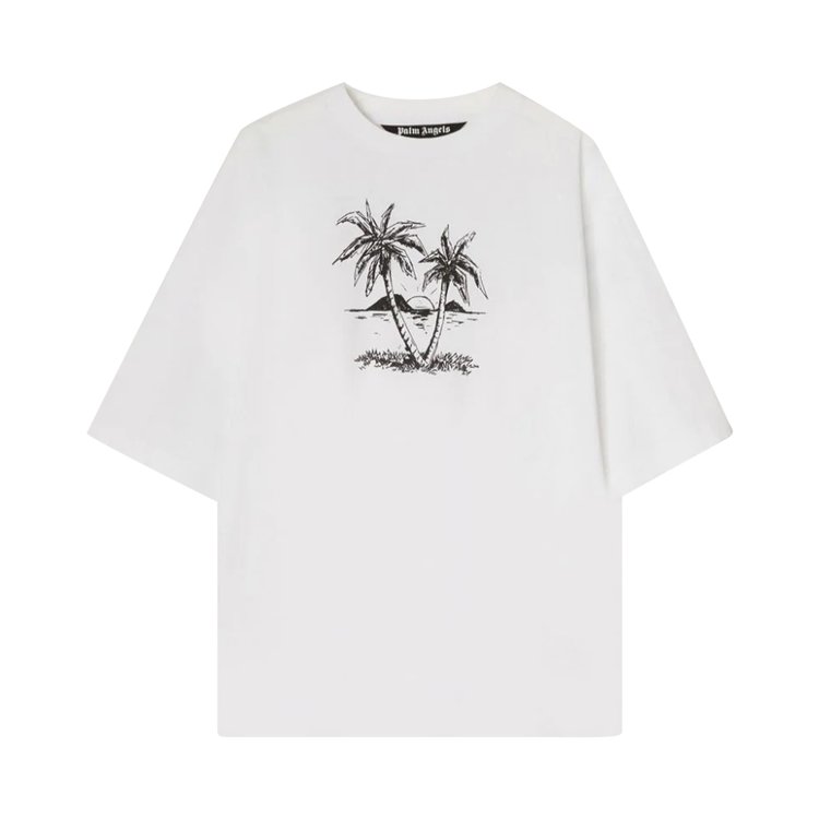 Palm Angels Sunset Palms Logo Over Tee 'Optical White'