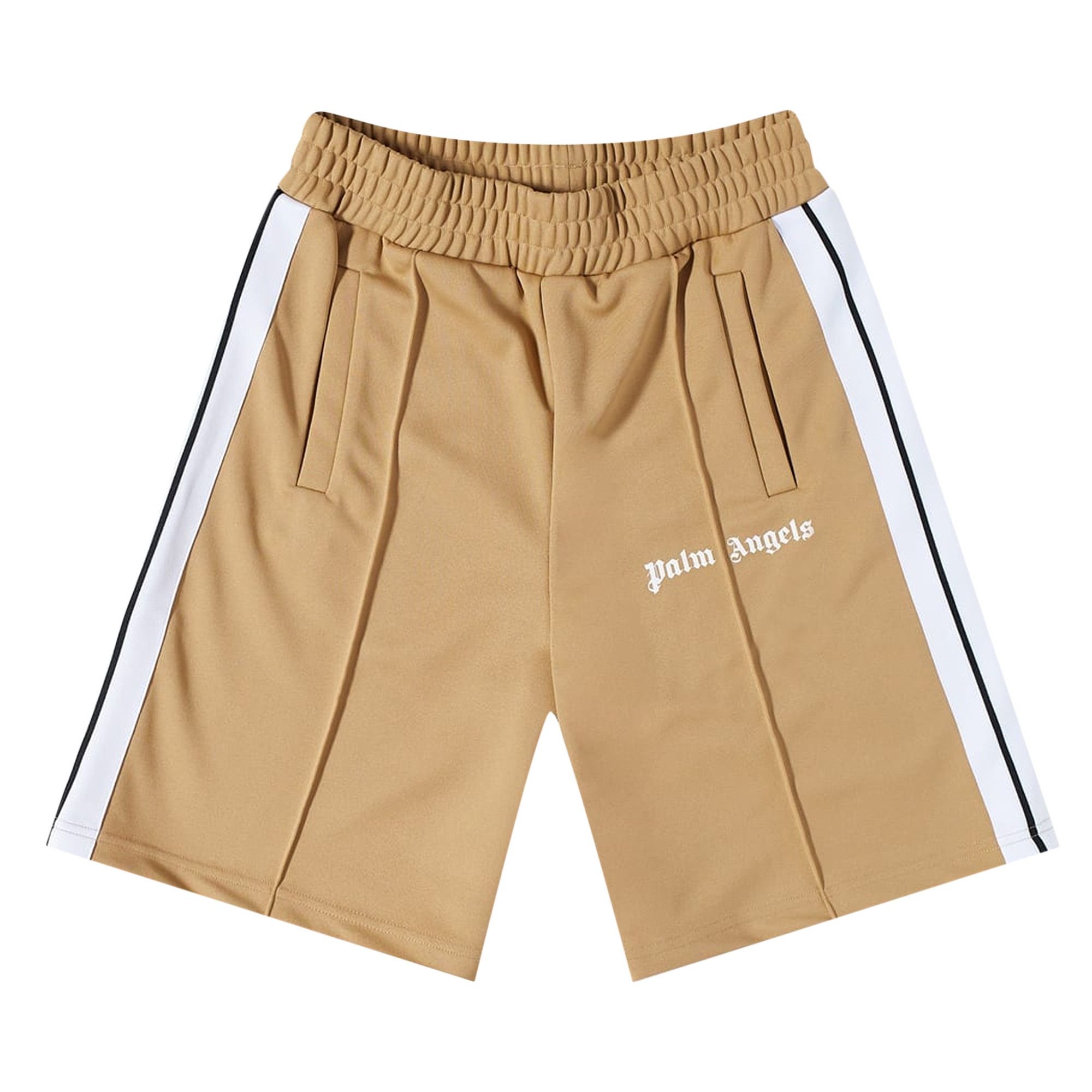Buy Palm Angels Classic Track Shorts Beige White PMCB011C99FAB0016101 GOAT