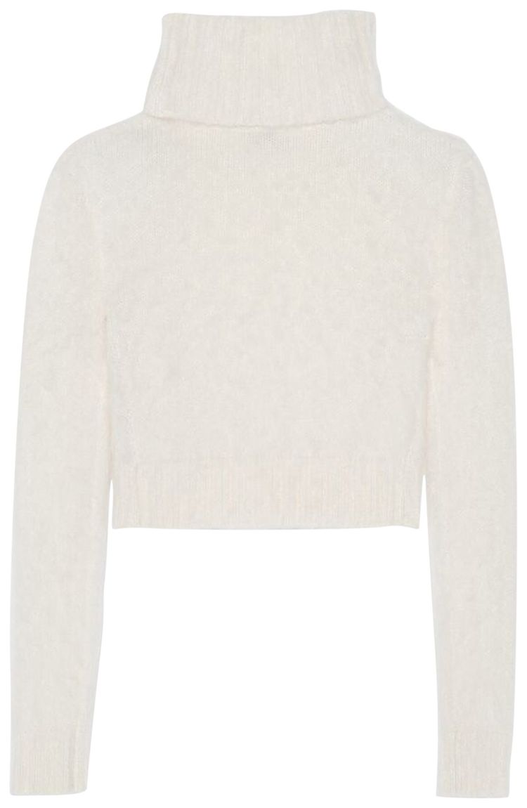 Saint Laurent Cropped Turtleneck Sweater Naturel