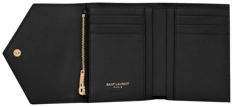 Saint Laurent Monogram Compact Tri Fold Wallet Noir