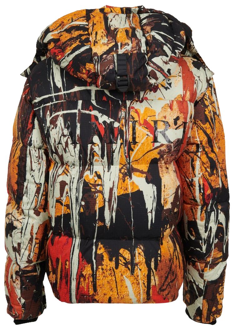 Amiri Splatter Down Puffer Orange