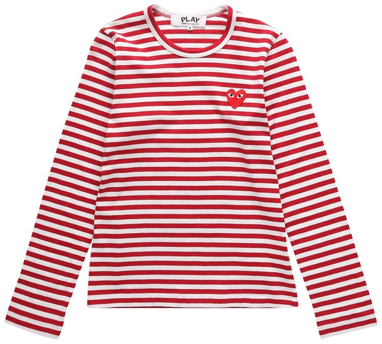 Comme des Garcons PLAY Long Sleeve Striped Tee RedWhite