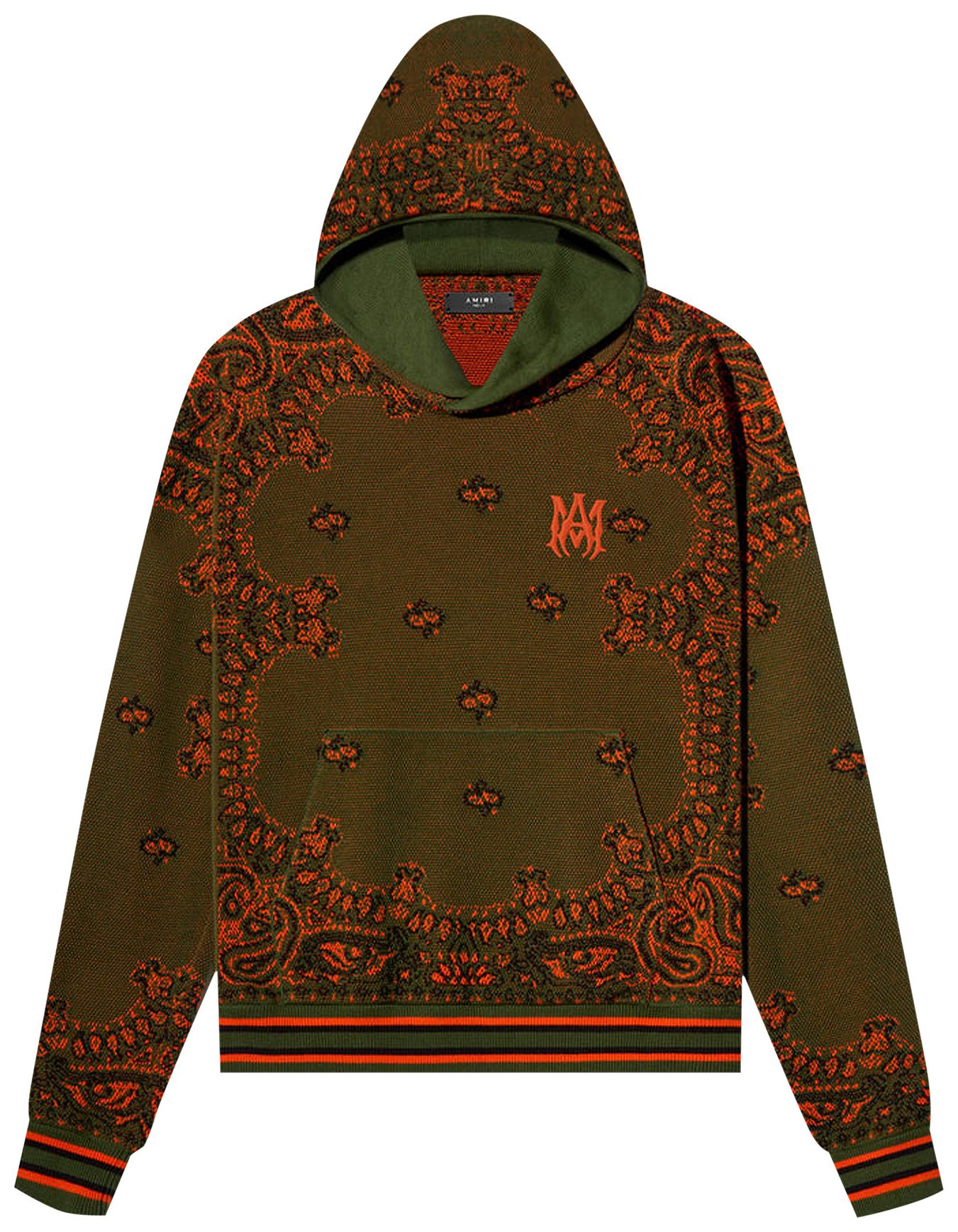 Buy Amiri Bandana Basketball Hoodie 'Green/Orange' PS22MKF010 352
