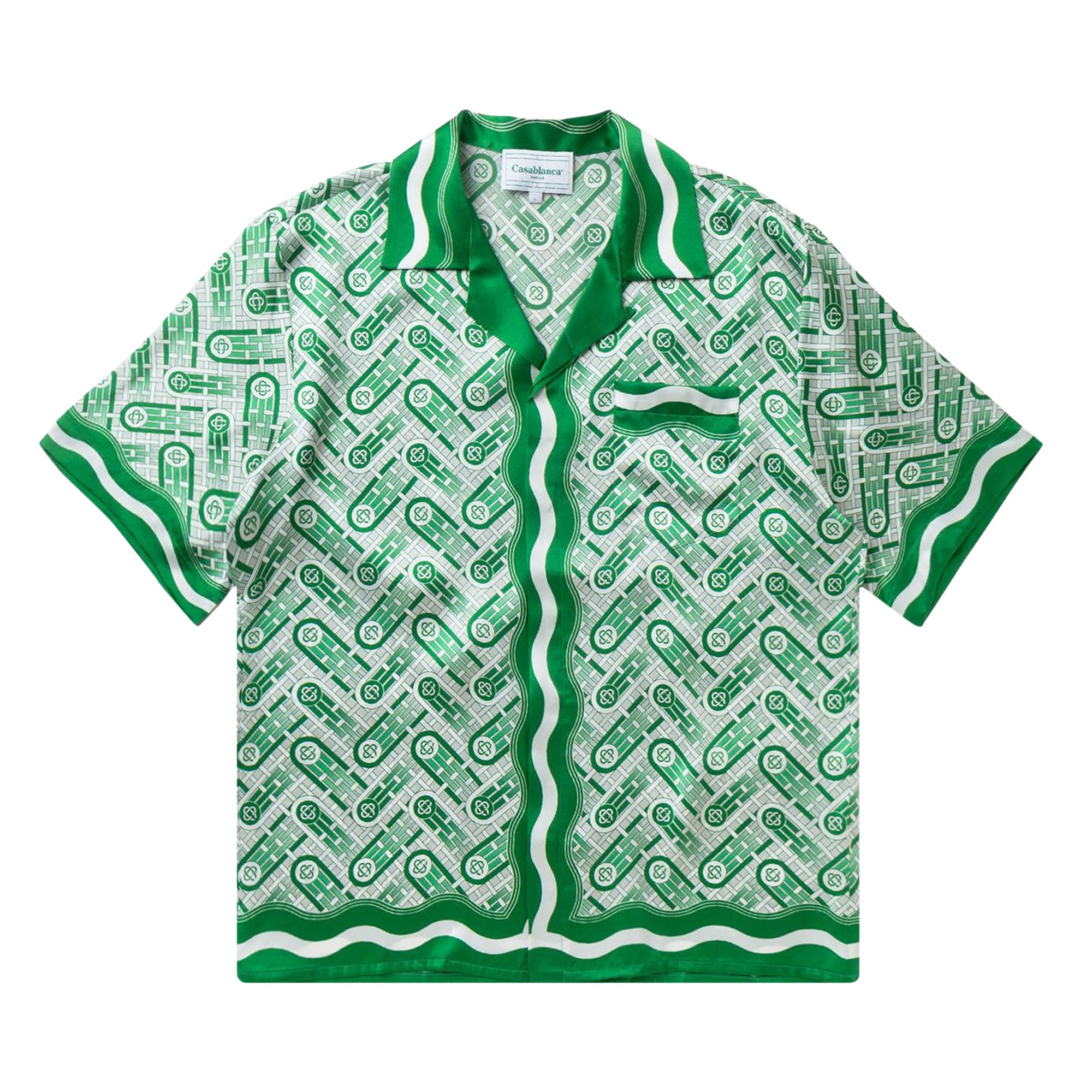 Buy Casablanca Cuban Collar Short-Sleeve Shirt 'Green Ping Pong