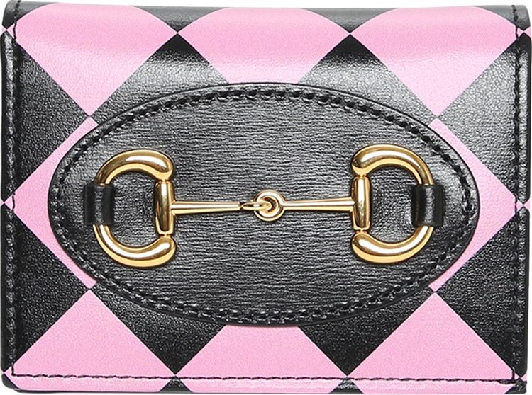 Gucci Horsebit 1955 crocodile wallet with chain in pink
