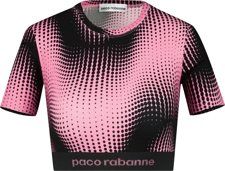 Paco Rabanne Two-Tone Jersey Bodyline Crop Top 'Pink Echo'