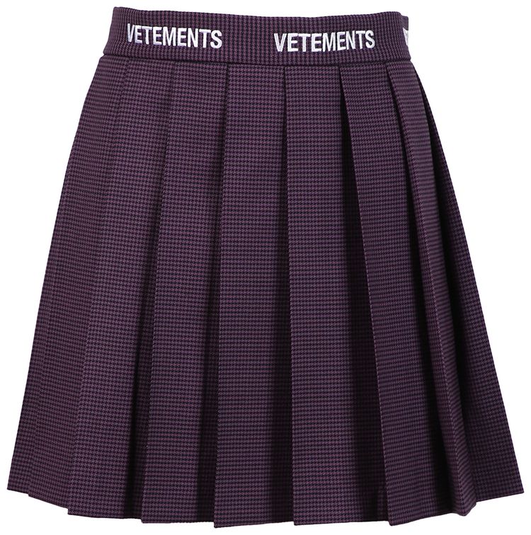 Vetements Logo School Girl Skirt Purple Pepita
