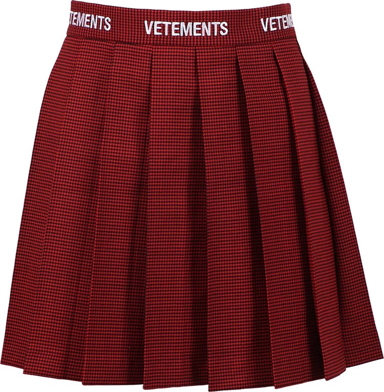 Vetements Logo School Girl Skirt 'Red Pepita'