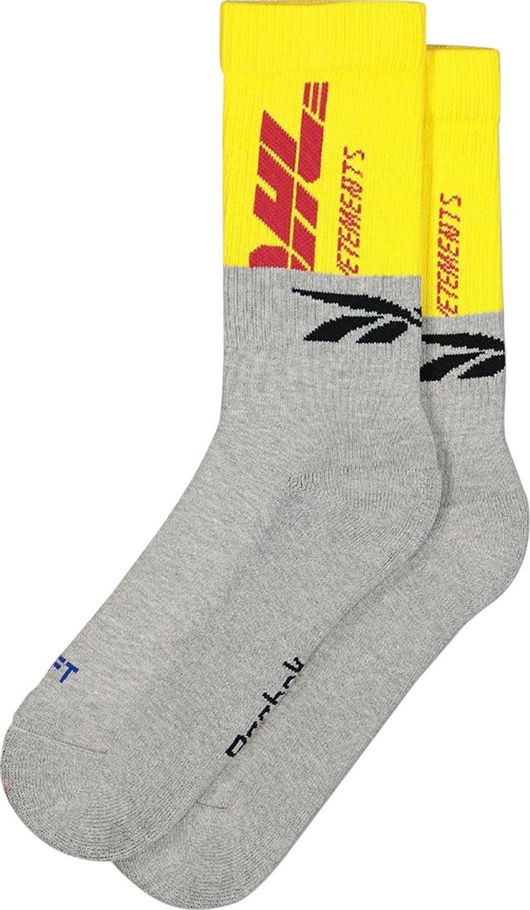 Vetements DHL Cut Up Socks 'Yellow/Grey'
