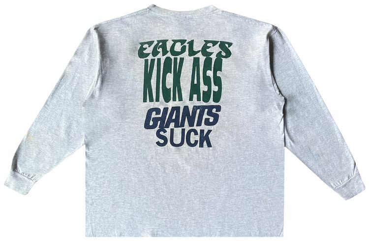 Vintage Philadelphia Eagles Giants Suck Long Sleeve Tee Grey