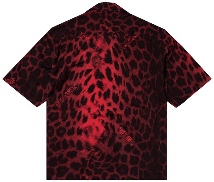 Aries Leopard Hawaiian Shirt Red