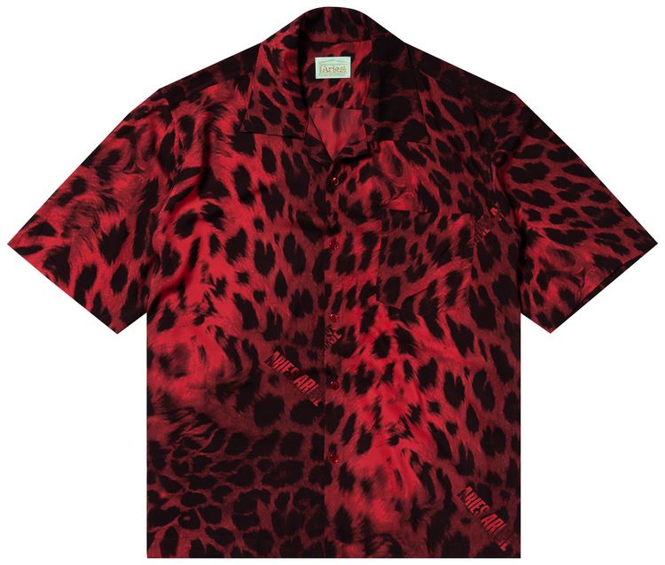 Aries Leopard Hawaiian Shirt Red