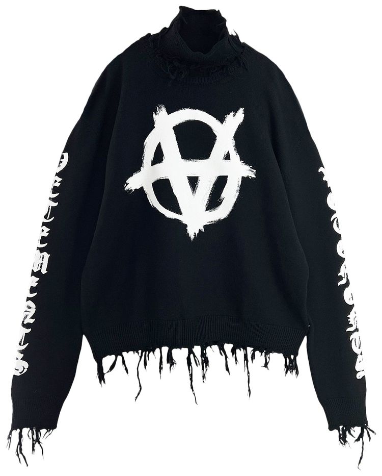 Vetements Destroyed Anarchy Turtleneck Black