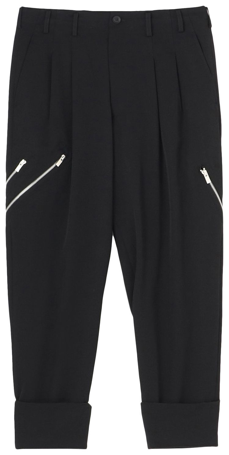 Yohji Yamamoto Pour Homme Slim Cuffs Zip Pants Black