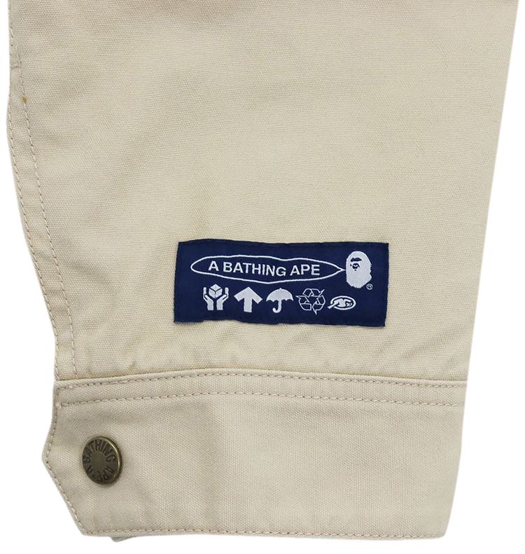 BAPE Badge Motif Zip Blouson Jacket Beige