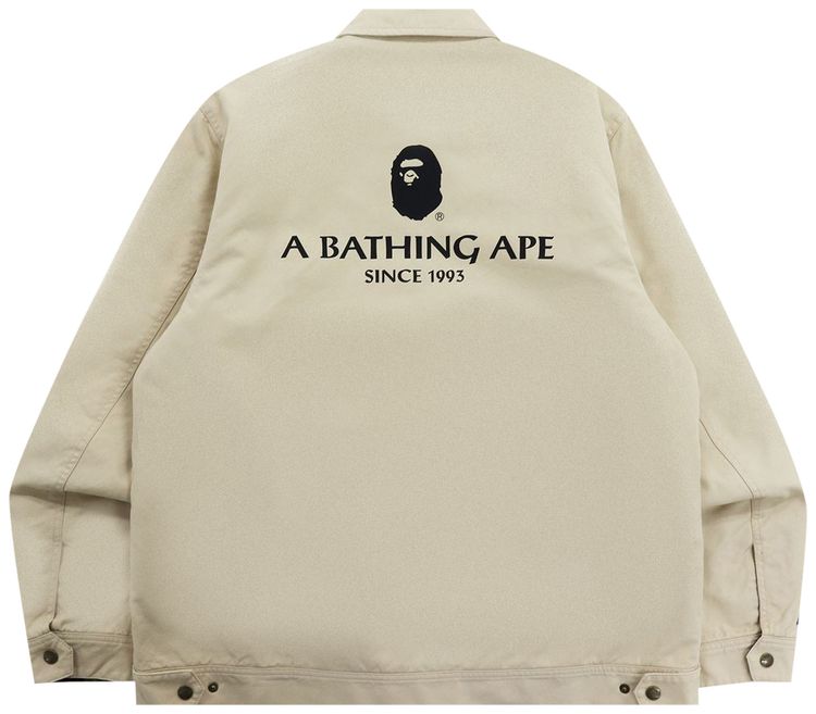 BAPE Badge Motif Zip Blouson Jacket Beige