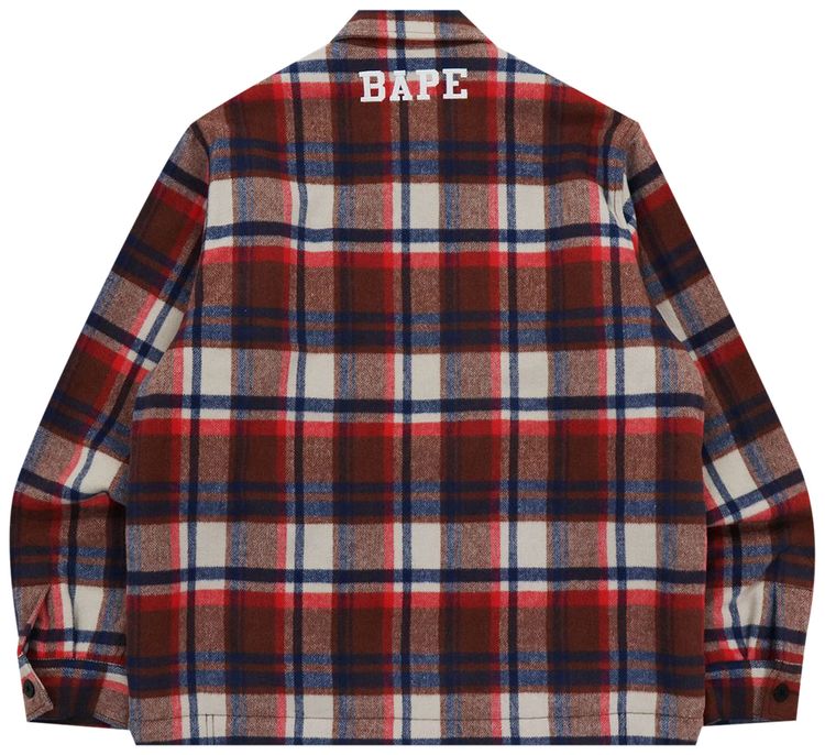 BAPE Check Zip CPO Jacket Red