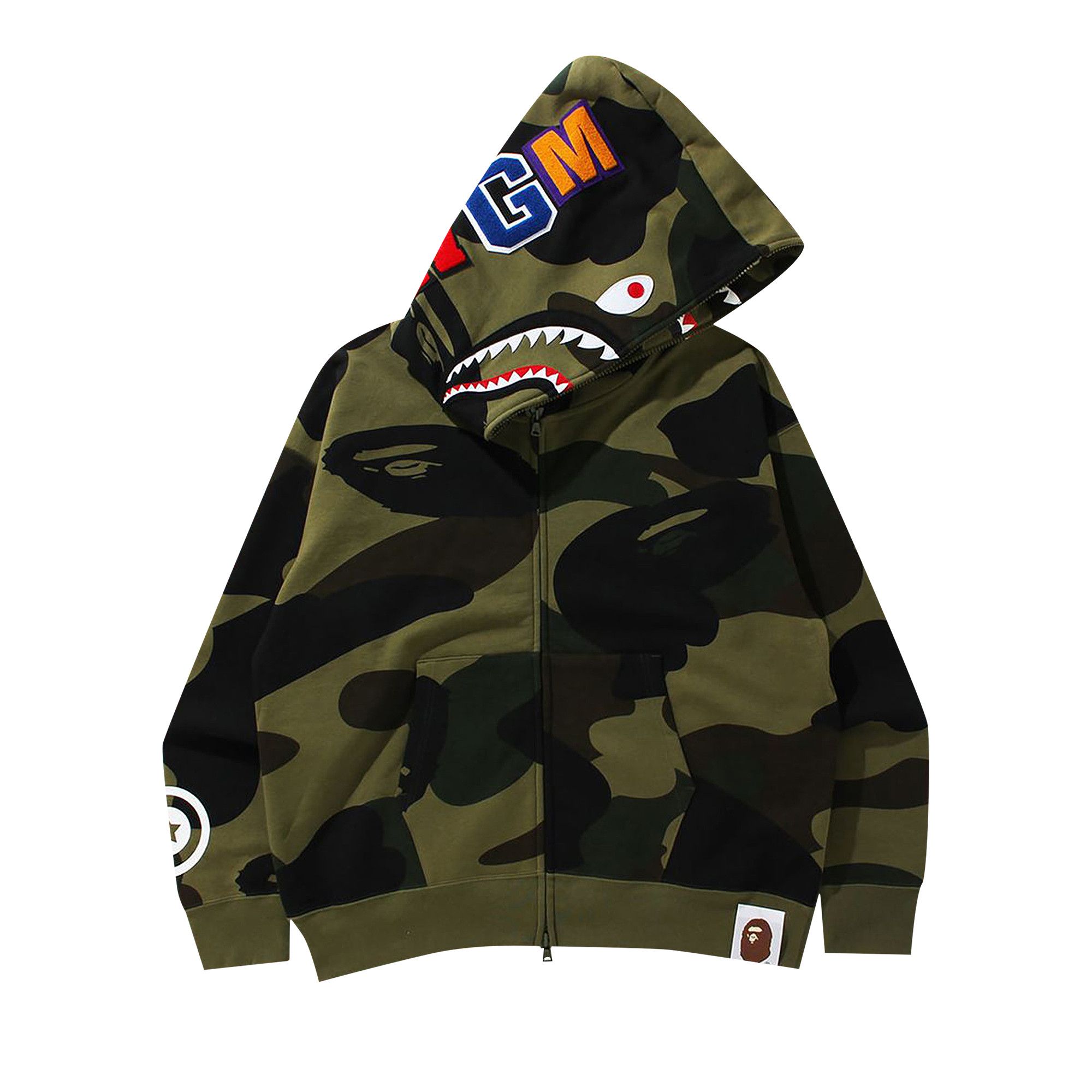 Bape shark cheap hoodie green camo
