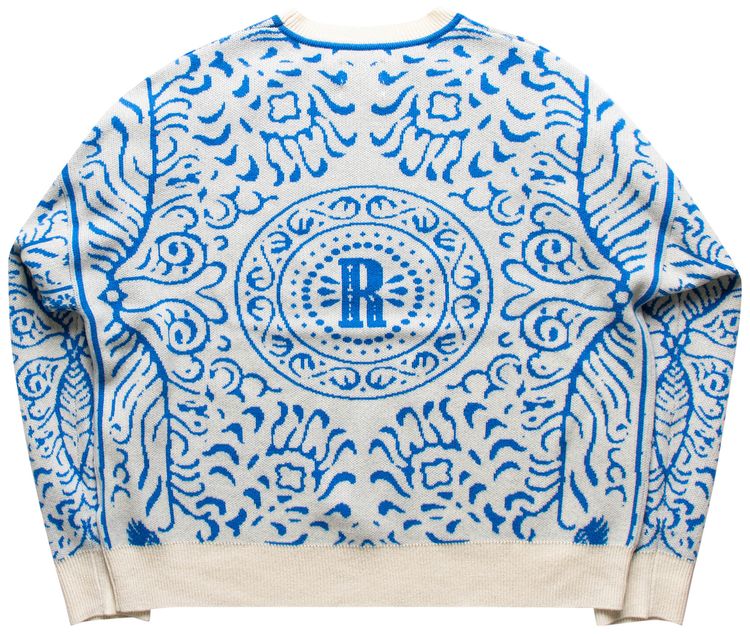 Rhude Knit Tile Crewneck CremeBlue