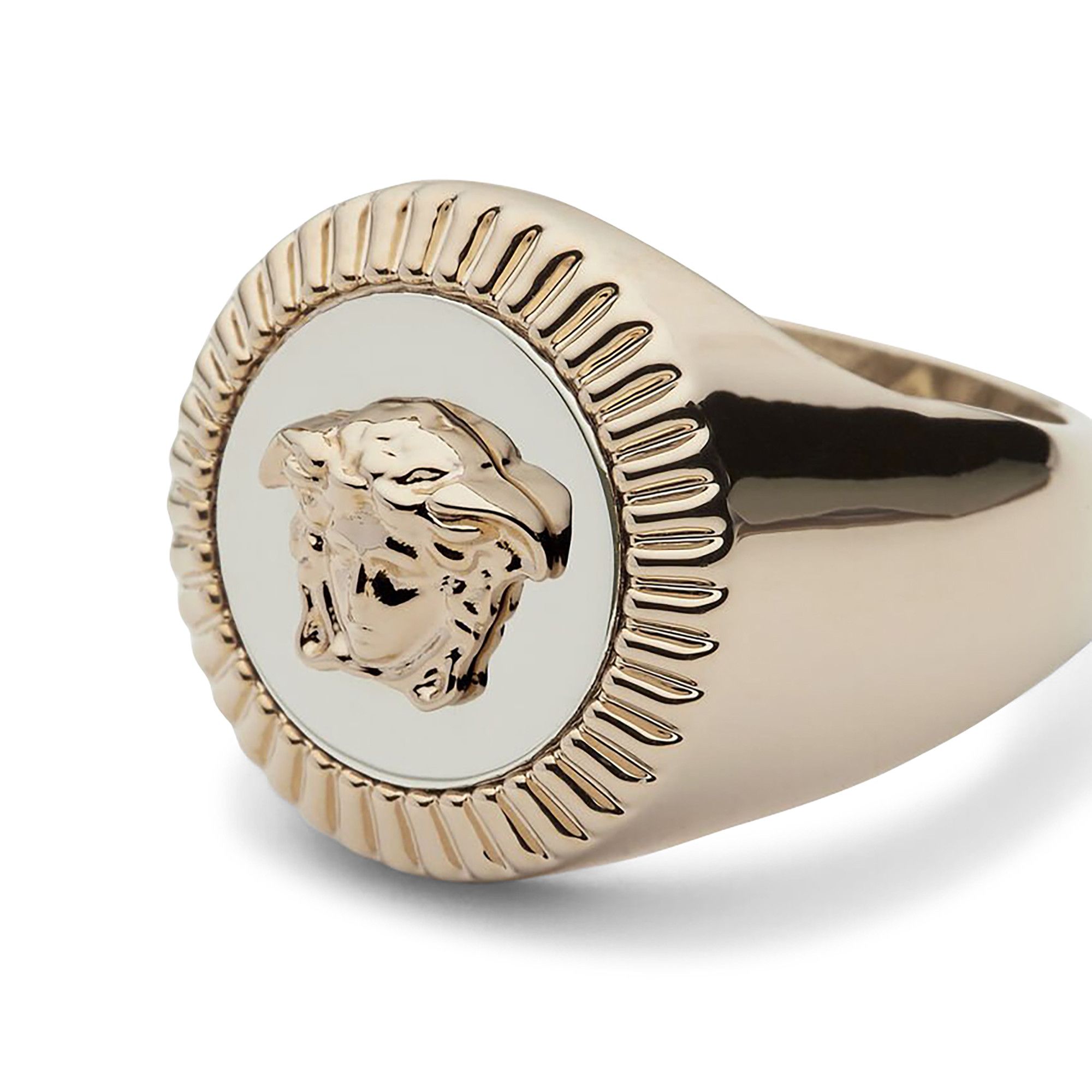 Buy Versace Medusa Guilloche Signet Ring Palladium Light Gold DG5G119 DJMT DPOC GOAT