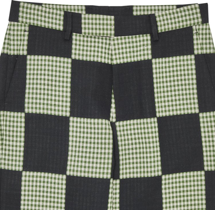 Sterling Ruby Plaid 579 Straight Leg Trousers BlackGreenWhite