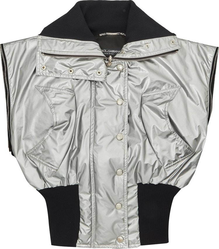 Dolce  Gabbana Archive Cropped Jacket Silver