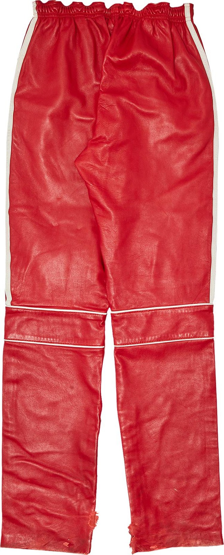 Dolce  Gabbana Leather Moto Stripe Sweatpants Red