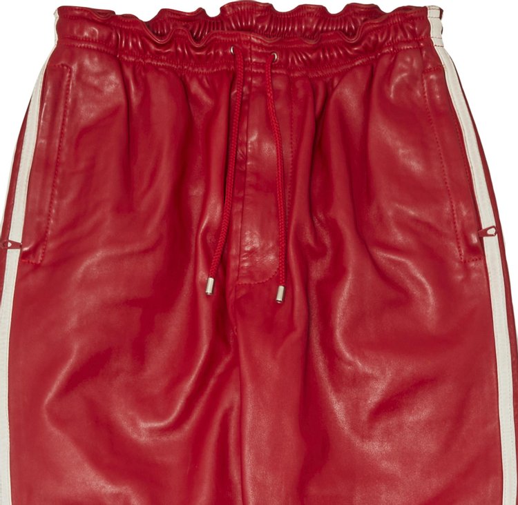 Dolce  Gabbana Leather Moto Stripe Sweatpants Red