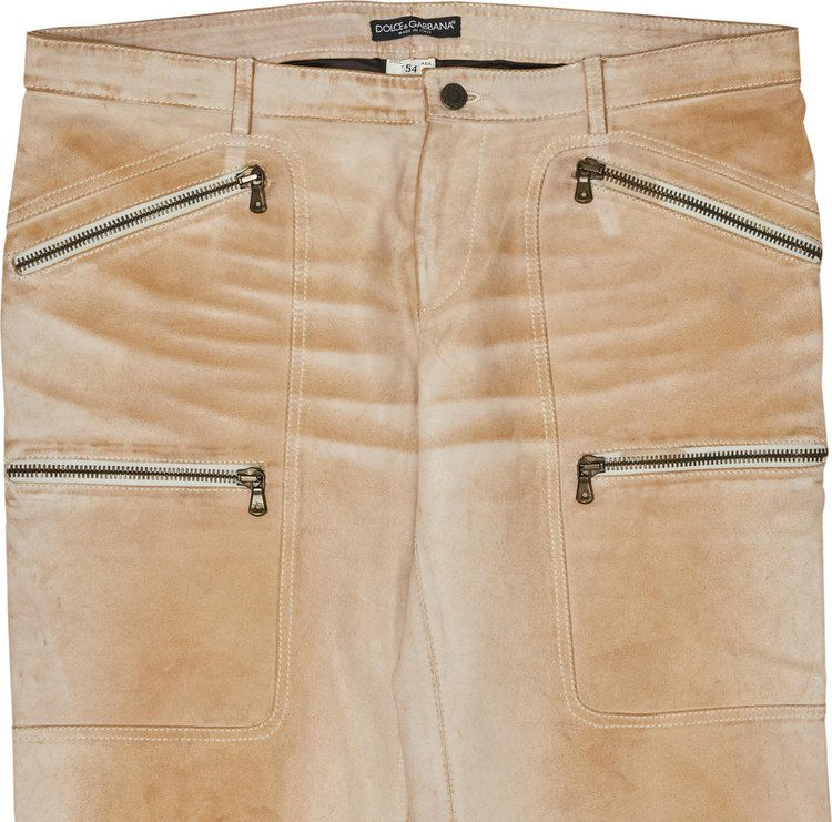 Dolce  Gabbana Leather Moto Pants White