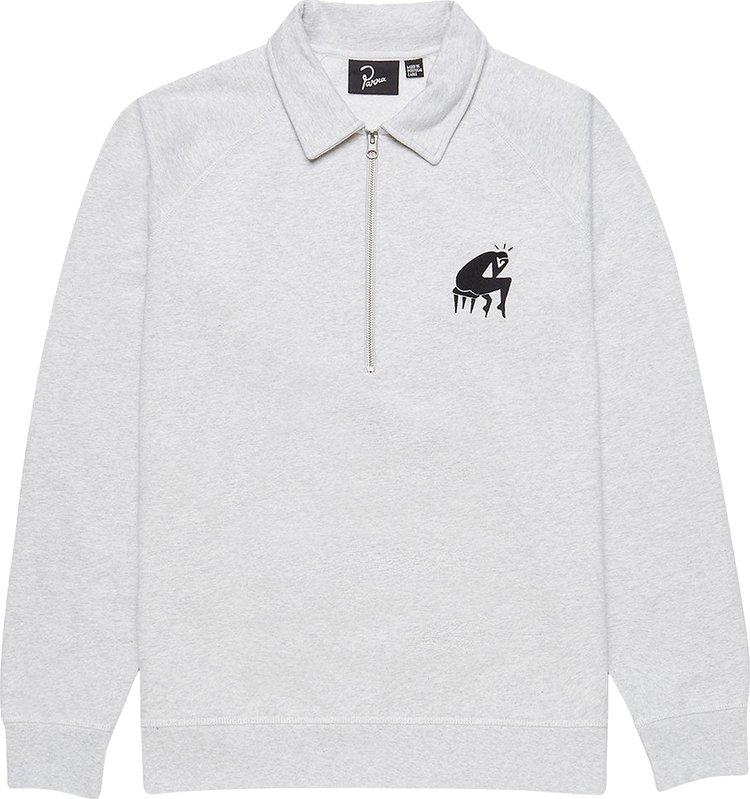 Parra Backwards Half Zip Polo Sweatshirt 'Ash Grey'