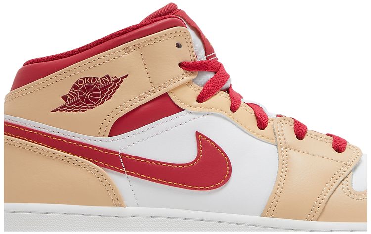 Air Jordan 1 Mid GS Light Curry Cardinal Red