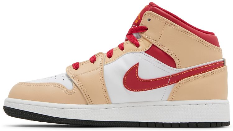 Air Jordan 1 Mid GS Light Curry Cardinal Red