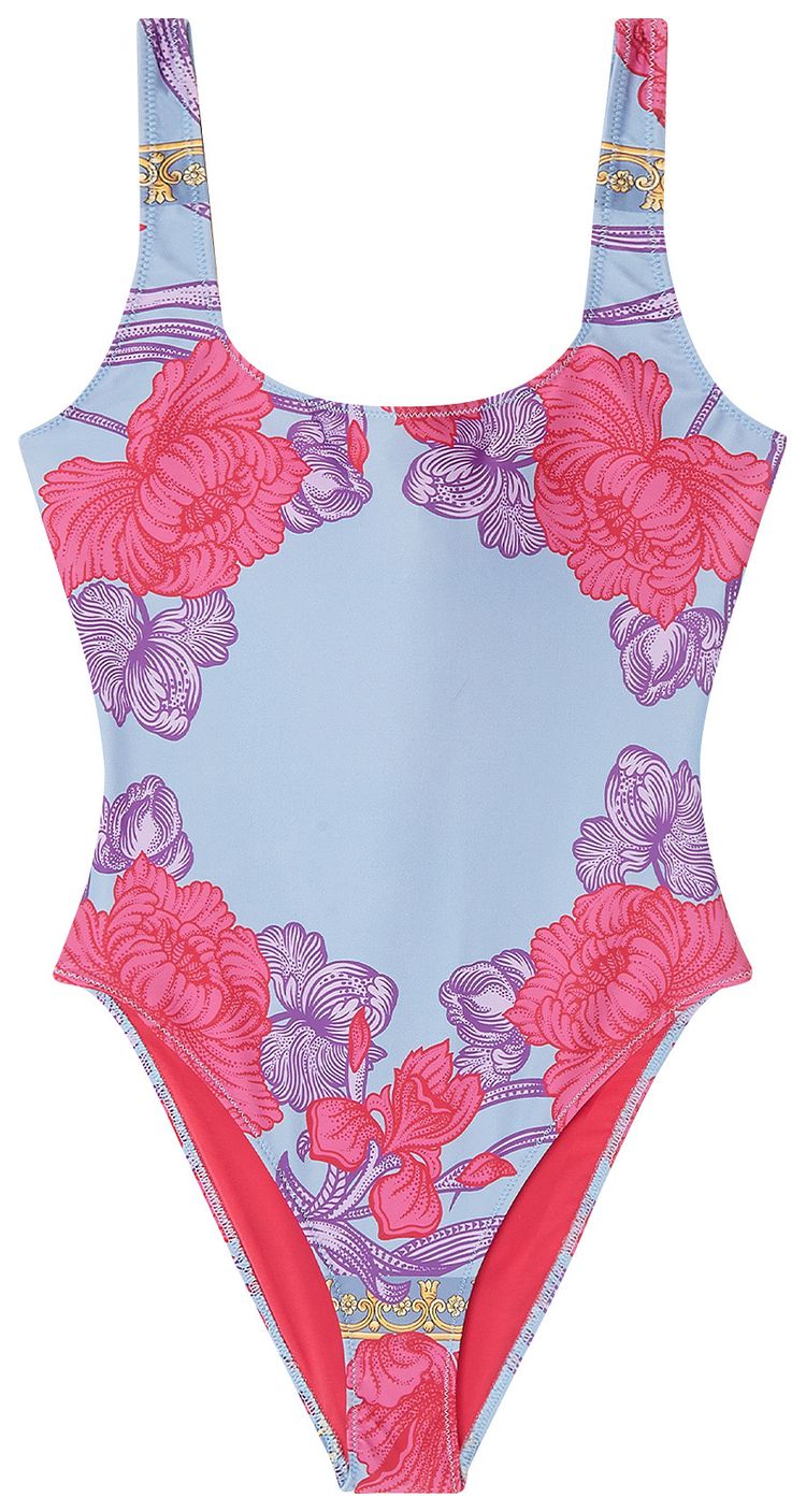 Versace Acid Bouquet Print One Piece Cornflower
