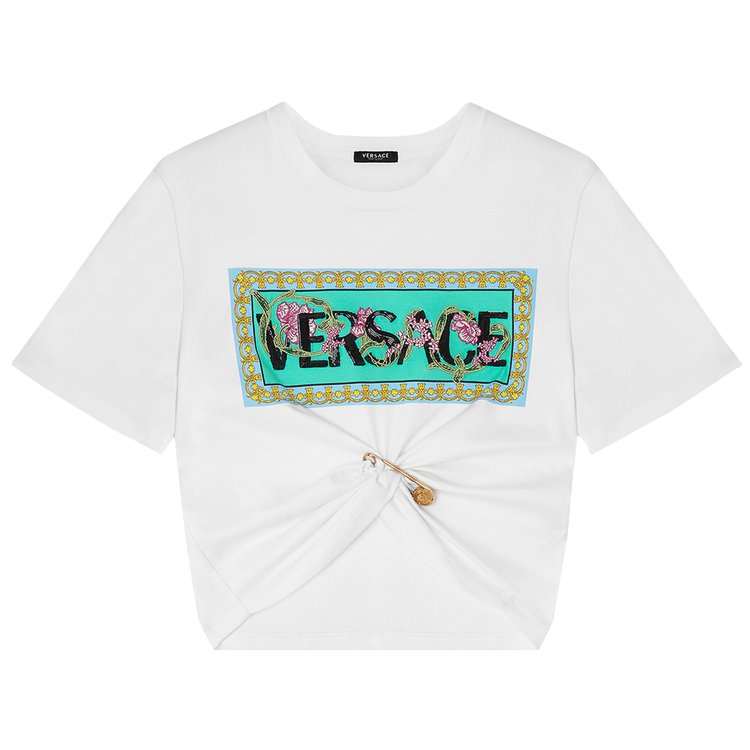 Versace Art Deco Flowers T-Shirt 'White/Multicolor'