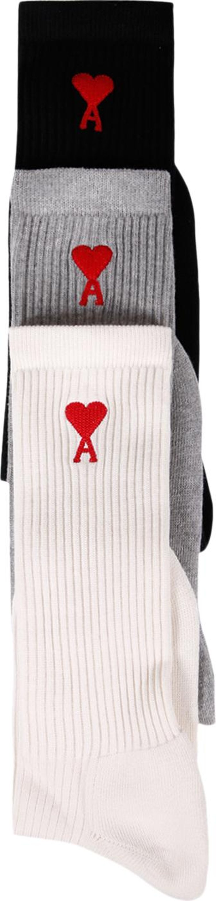 Ami Three-Pack Socks 'Off White/Grey/Black'