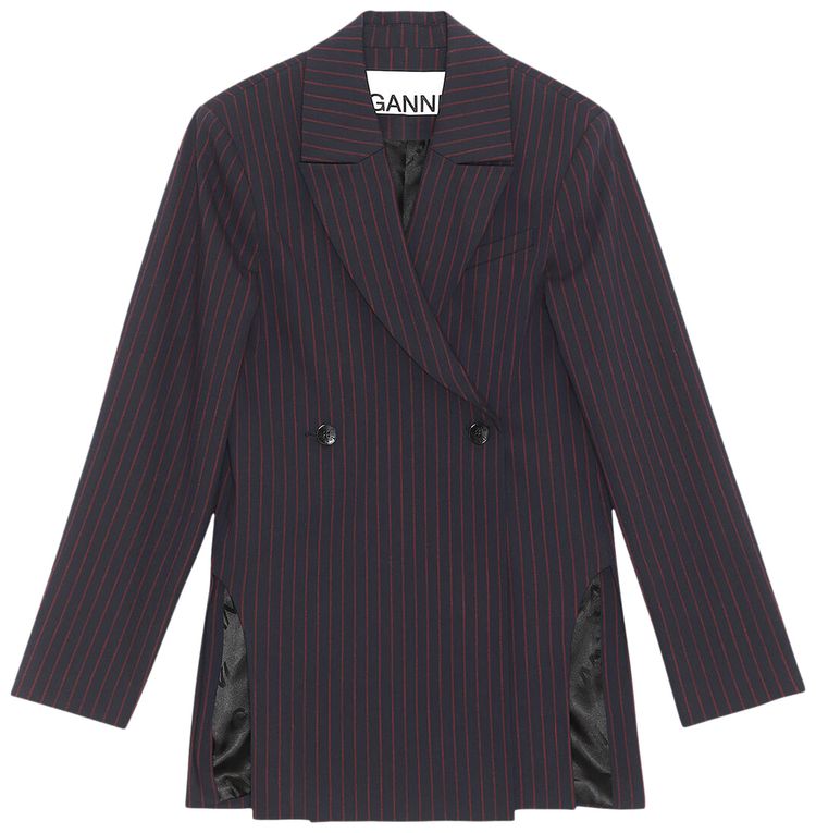 GANNI Stretch Stripe Blazer Sky Captain